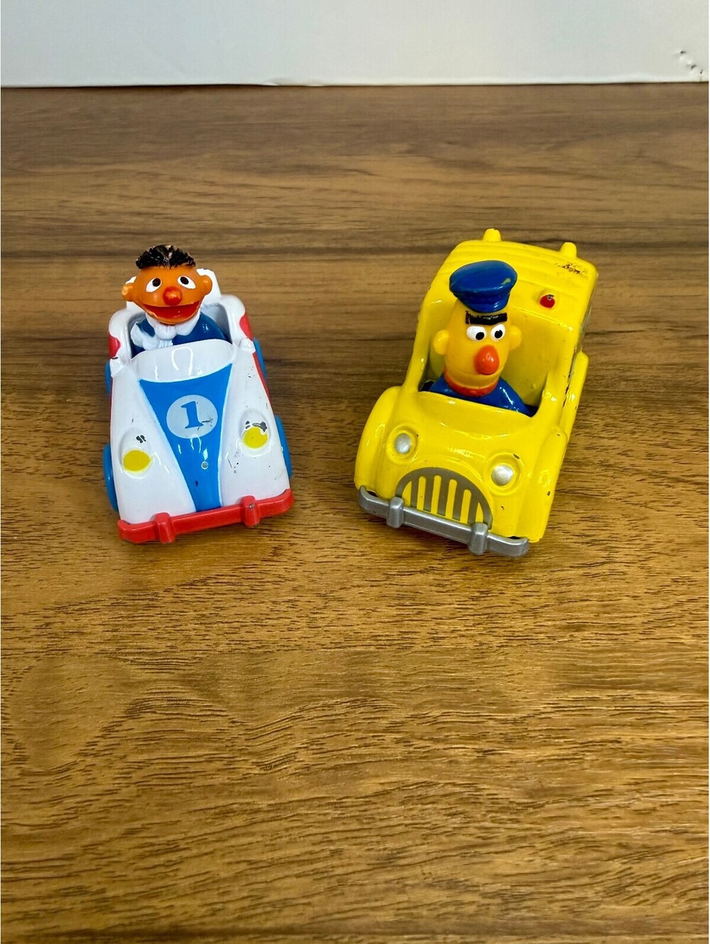 Vintage 1980s Playskool Sesame Street Ernie Bert Diecast Toy Cars Lot of 2